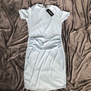 Maternity Baby Blue Ribbed Bodycon Midi